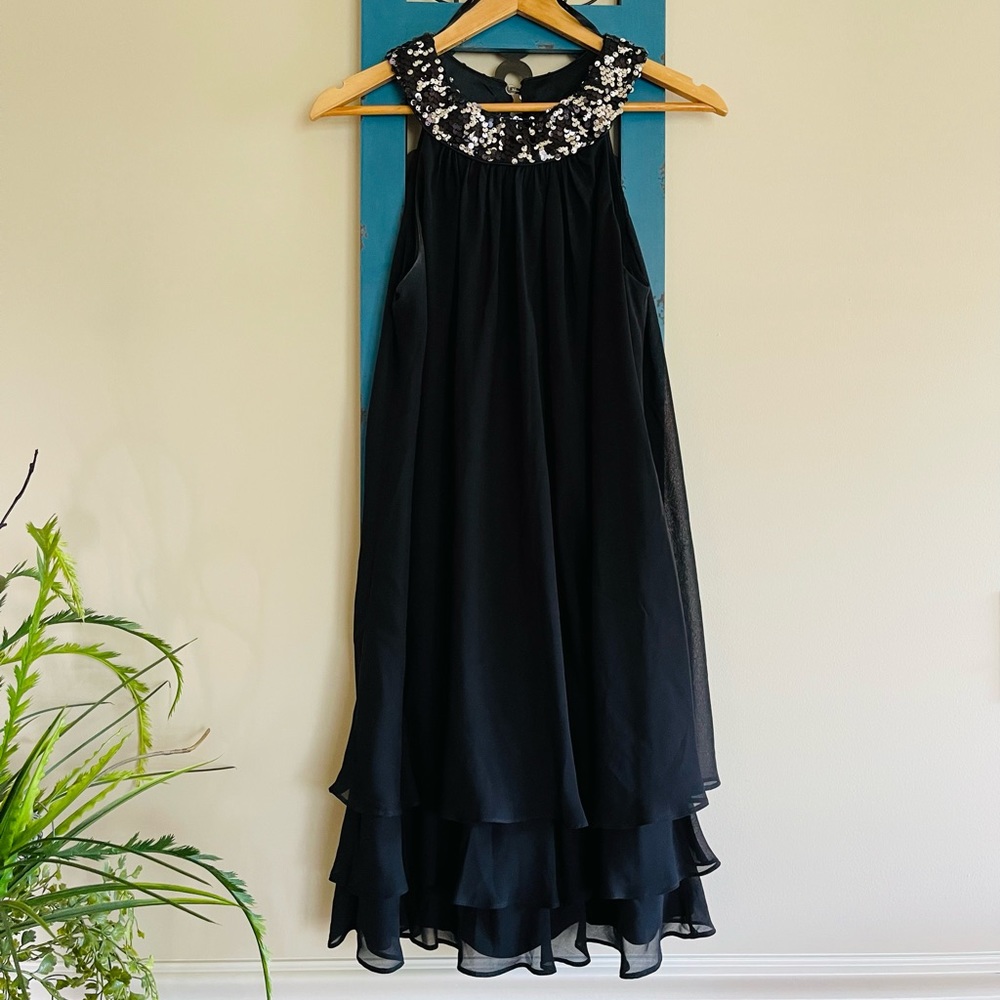 Black Tiered Dress | JR Nites by Carol Lin | Size 8